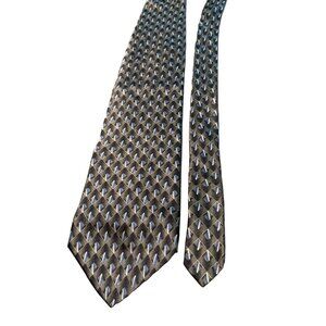 Stafford Mens Tie Geometric Pattern 100 Silk Black Blue Necktie